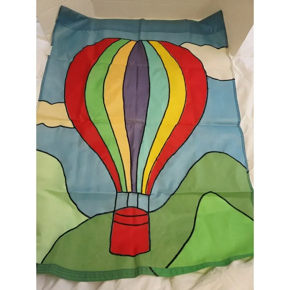 Vtg 90's 100% Nylon Large Outdoor Hot Air Balloon Banner Garder Decor Y2K